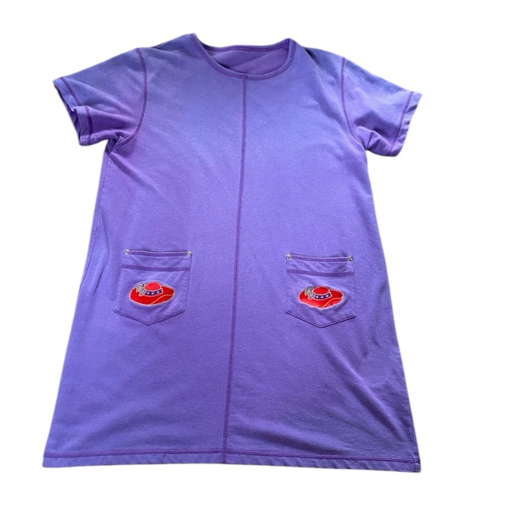 Vintage Red Hat Society Purple T-shirt Dress Pockets